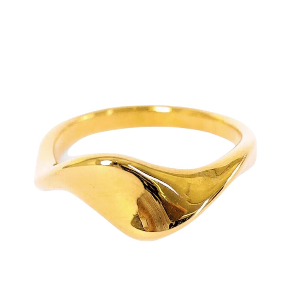 Anel de Curva Banhado a Ouro 18k