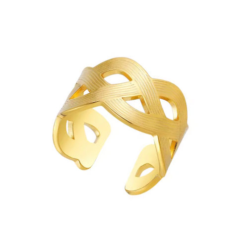 Anel Formato de Ondas Banhado a Ouro 18k