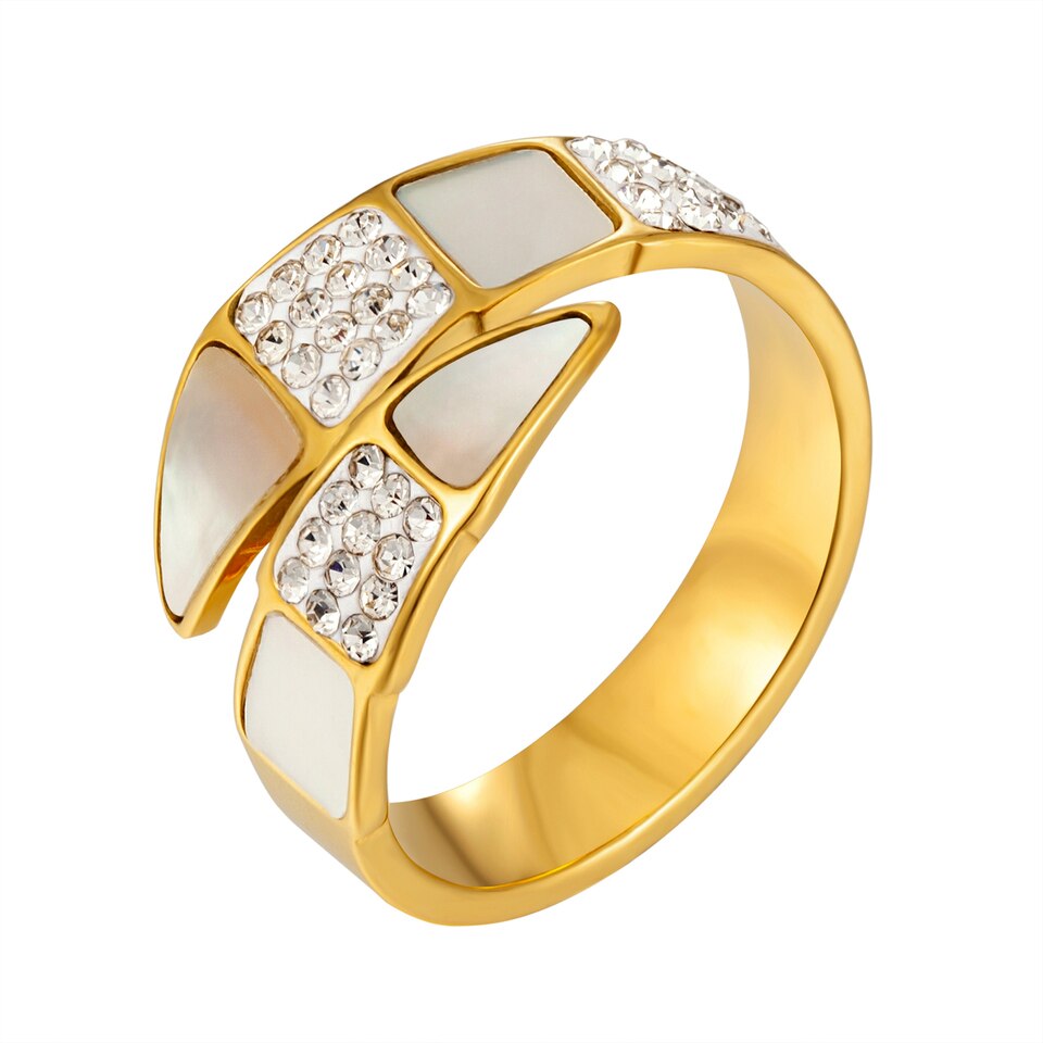 Anel Espiral com Zircônia Banhado a Ouro 18K