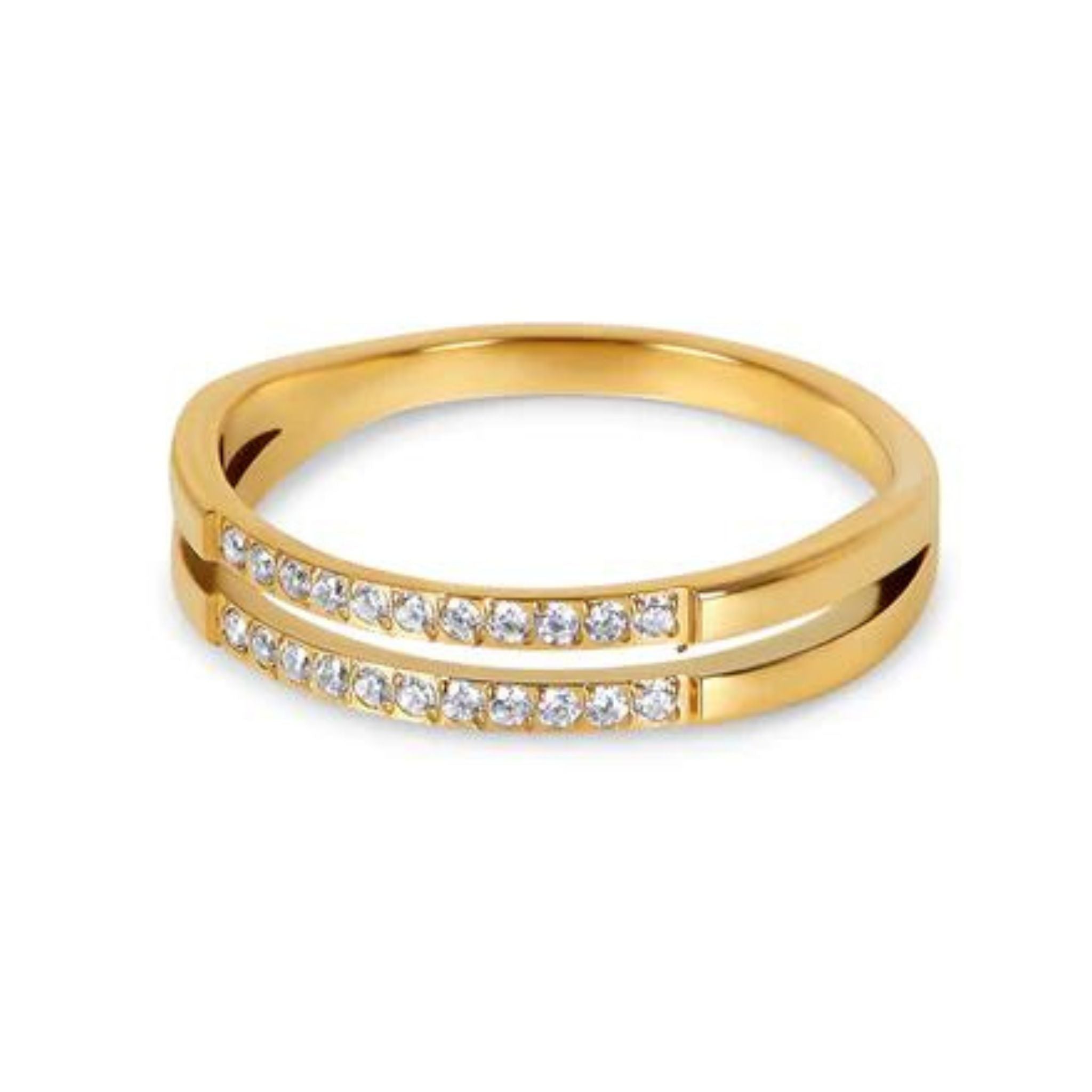 Anel Dupla Camada com Zircônia Banhado em Ouro 18k