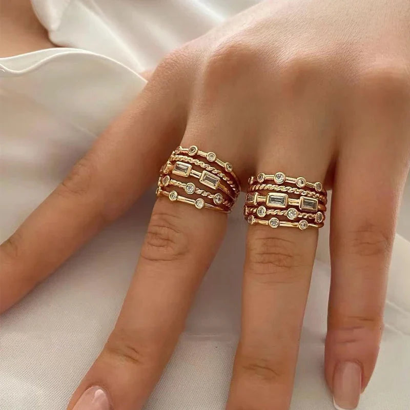 Anel Ajustável Camadas com Zircônia